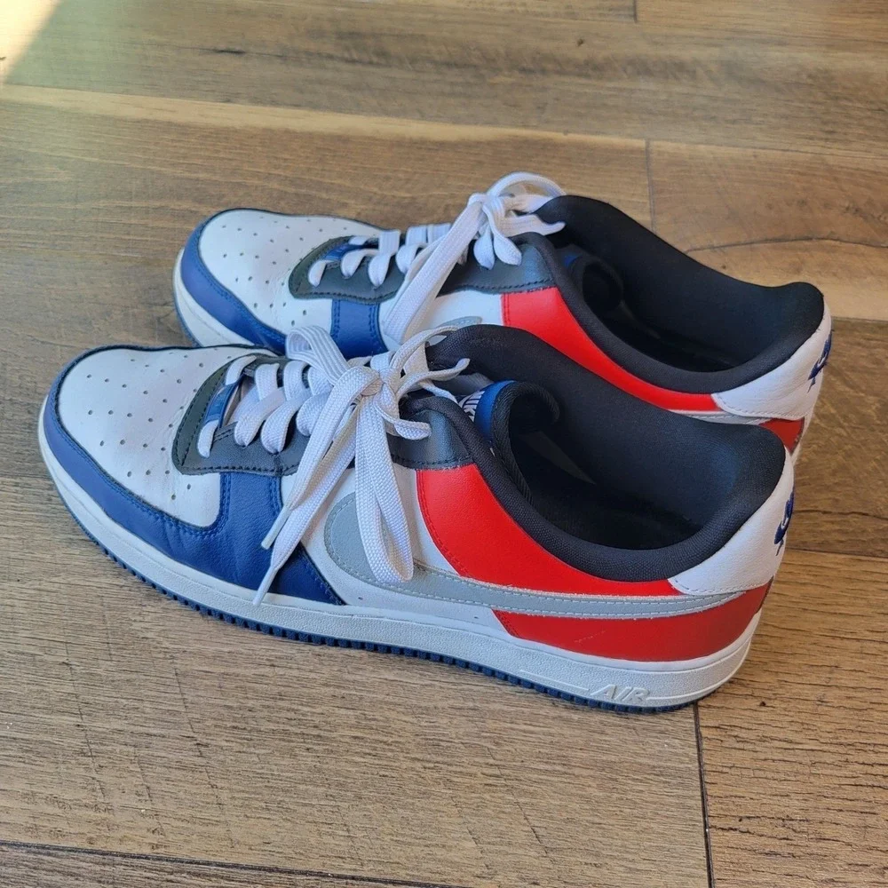 Nike Air Force 1 Low Red White Blue Silver Swoosh Mens Sneakers CI0065-100